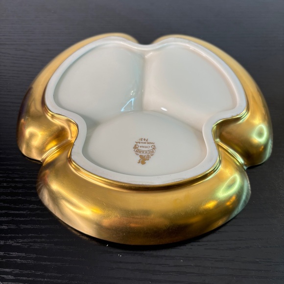 Pickard 24k Floral Etched Gold Plate 8” Divided Dish Antique #742 - Picture 4 of 6